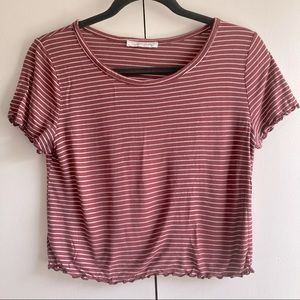 Caution to the Wind: Maroon Stripe Crop Top